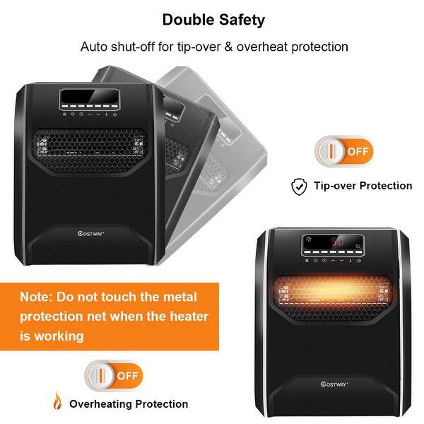 Shop Costway Portable Electric Space Heater 1500w 12h Timer Led Remote Overstock 24317483