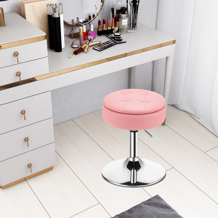 Adjustable Swivel Storage Vanity Stool with Removable Tray - 16.5" x 16.5" x 20-26"