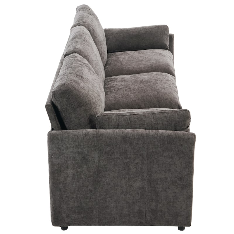 89" Chenille 3-Seater Sofa with Double-Layered Cushions for Living Room