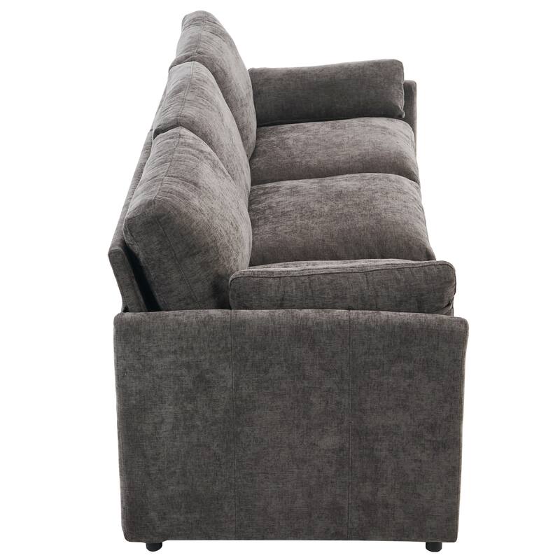 Chenille Upholstered 3 Seater Sofa, Cloud Sofa with Removable Lumbar Pillow, Oversized Sofa with Double Cushion
