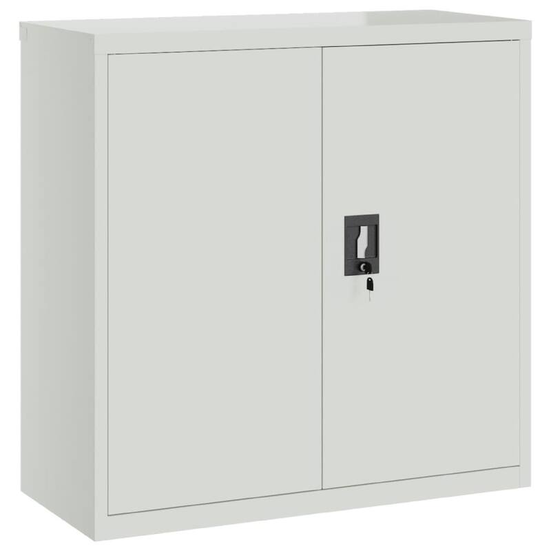 Filing Cabinet, Matte Gray Steel Body, 2 Adjustable Shelves, 35 Inch