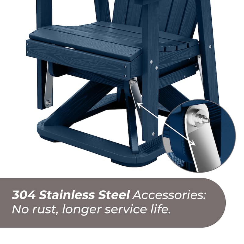 Set of 2 HDPE Adirondack Swivel Gliders, Outdoor Patio Chair Set
