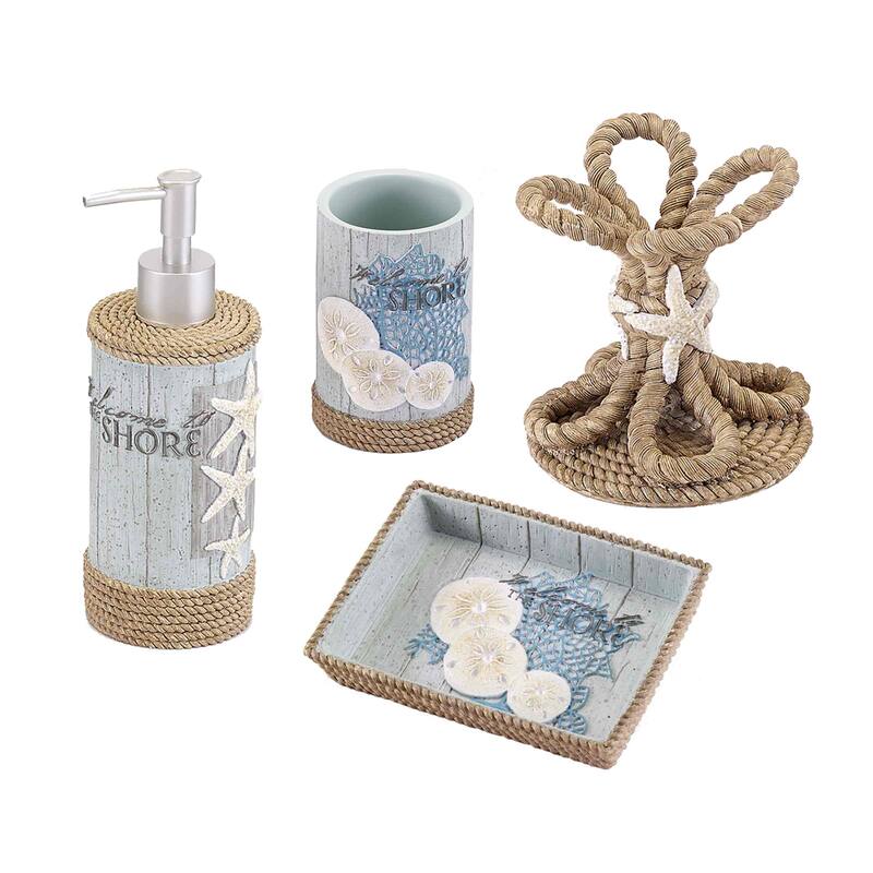 Avanti Linens Beachcomber 4-Piece Bath Accessory Set - Bath Acc 4pc Set - TM, TB, SD, LP