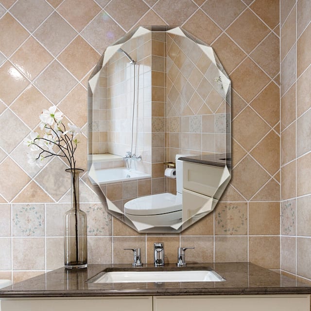 Single Beveled Edge Bathroom Wall Vanity Mirror