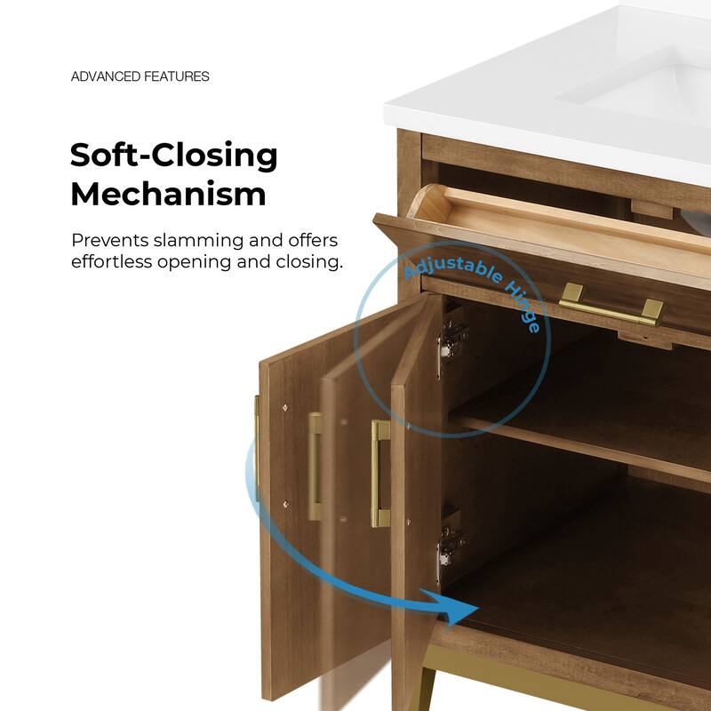 Diya Undermount Single Sink Bathroom Vanity with White Engineered Marble Top