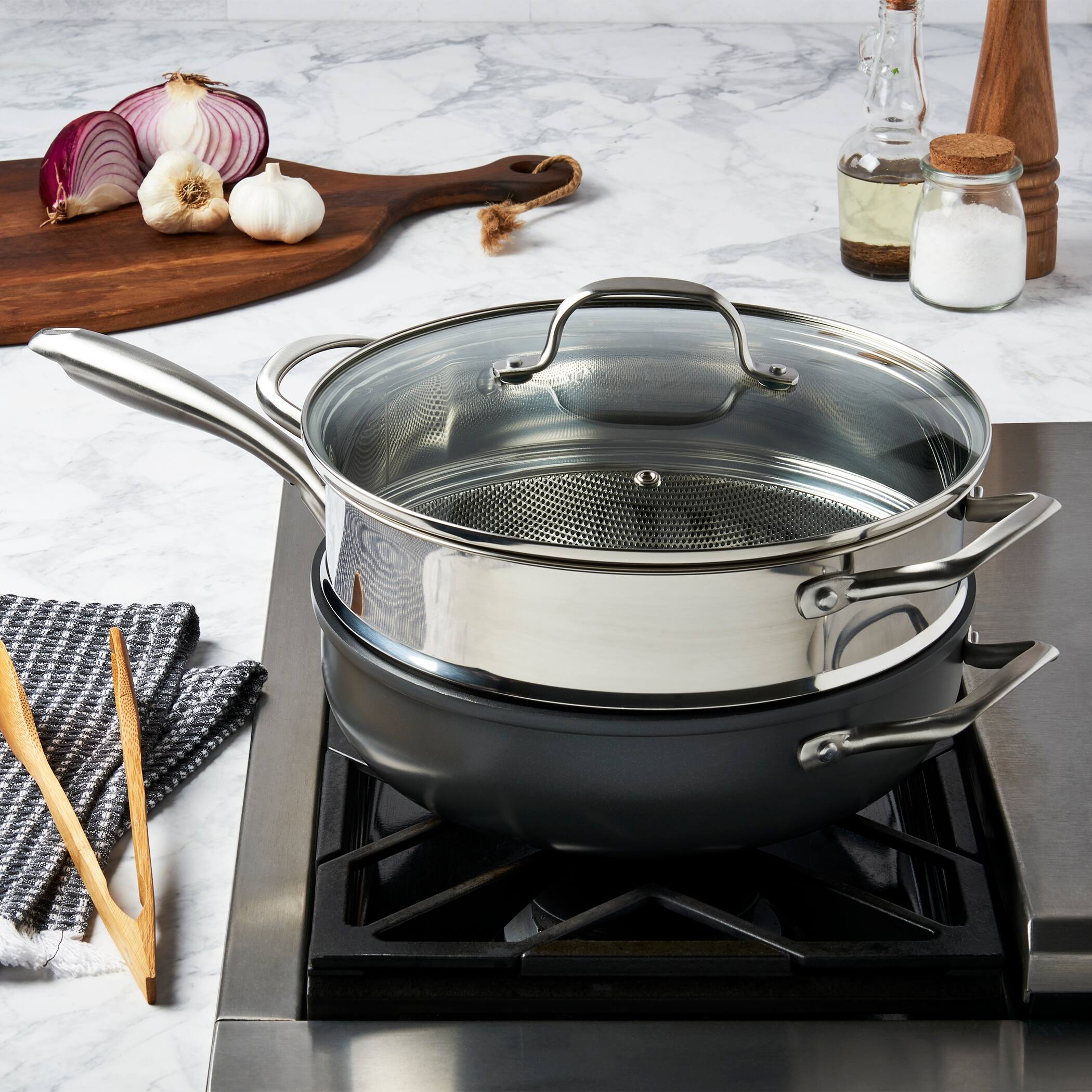 Denmark Tools for Cooks 3piece Alum Favorite Saute Steamer Pan Gray