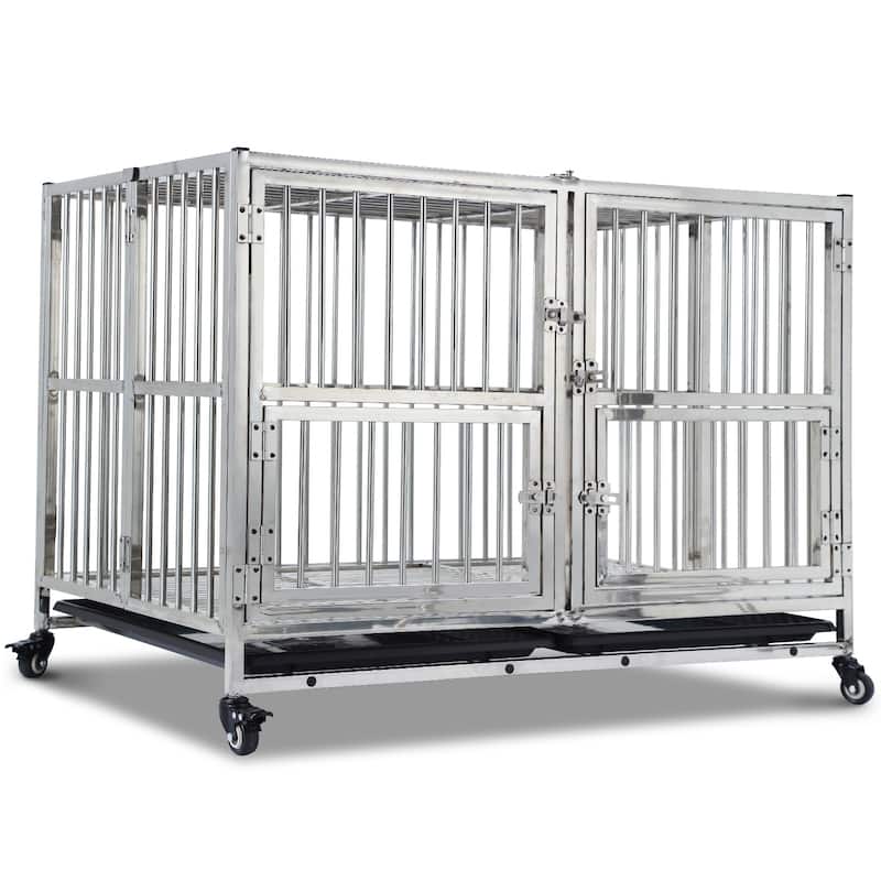 48" Heavy Duty Dog Crate with Wheels - 48"