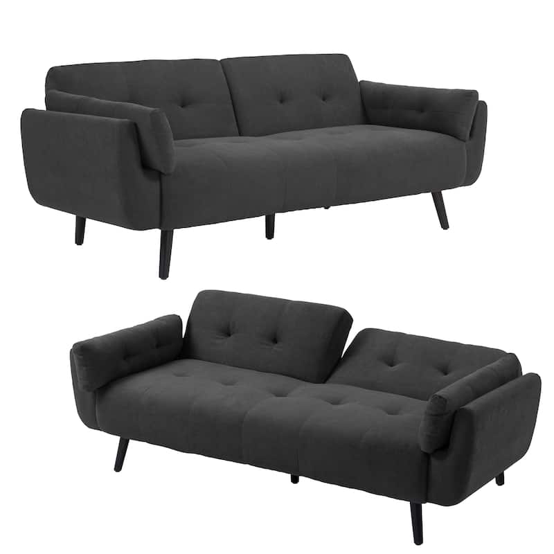 2Set Adjustable Backrest Convertible Futon Sleeper Couch