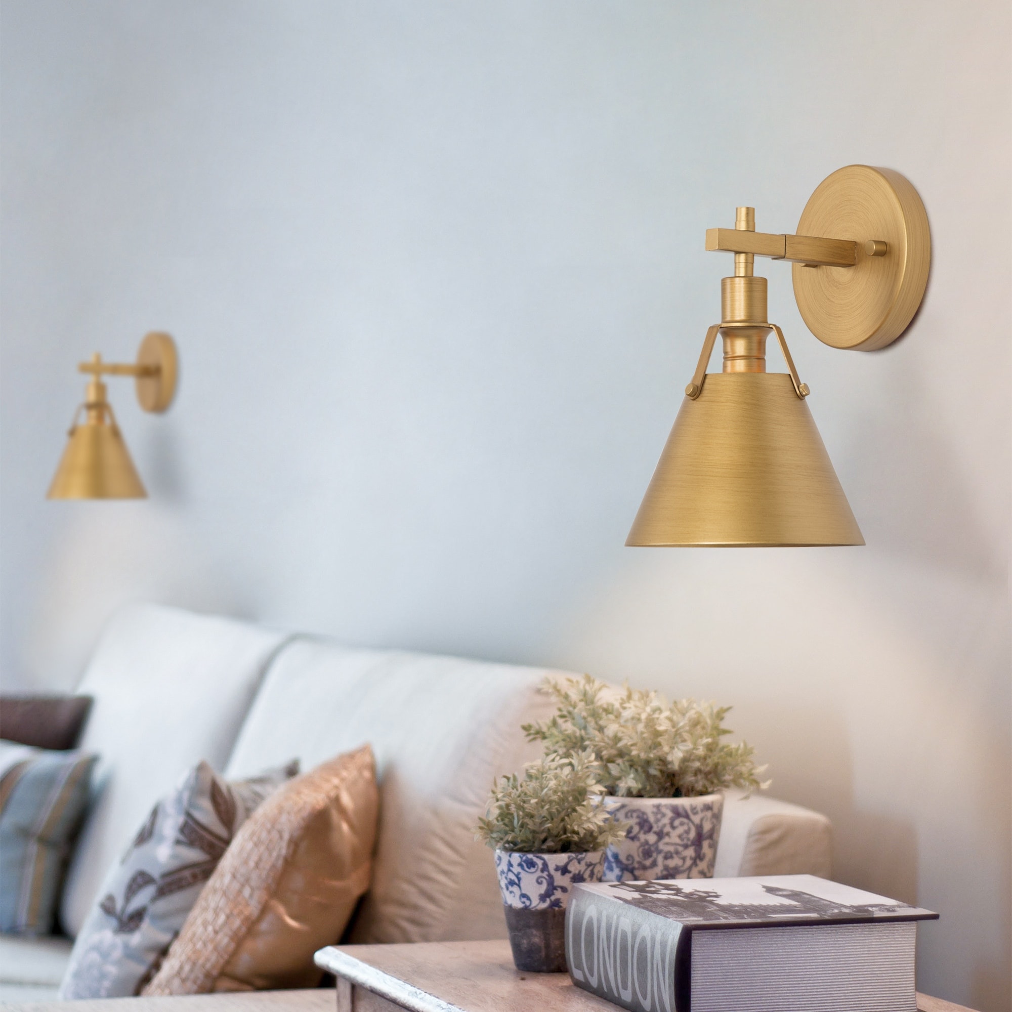 Brass cone wall sconce cheap
