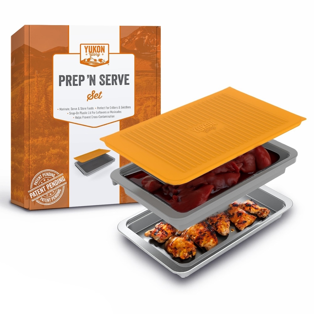 Mr. Bar-BQ BBQ Food Prep, Store & Marinade Tray Set Includes Built-in  Cutting Board That Snaps into Lid & Marinade Container for Marinating Meat  for