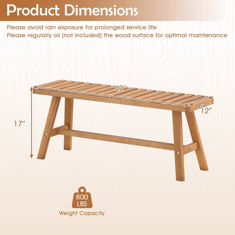 Gymax 2PCS Acacia Wood Outdoor Garden Bench w/Slatted Seat 800 lbs