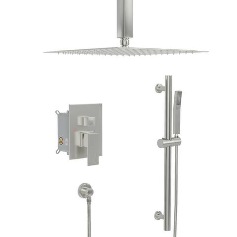 Lordear Shower System - 16 inch Rainfall Shower head and Handheld Shower Set with Valve Combo