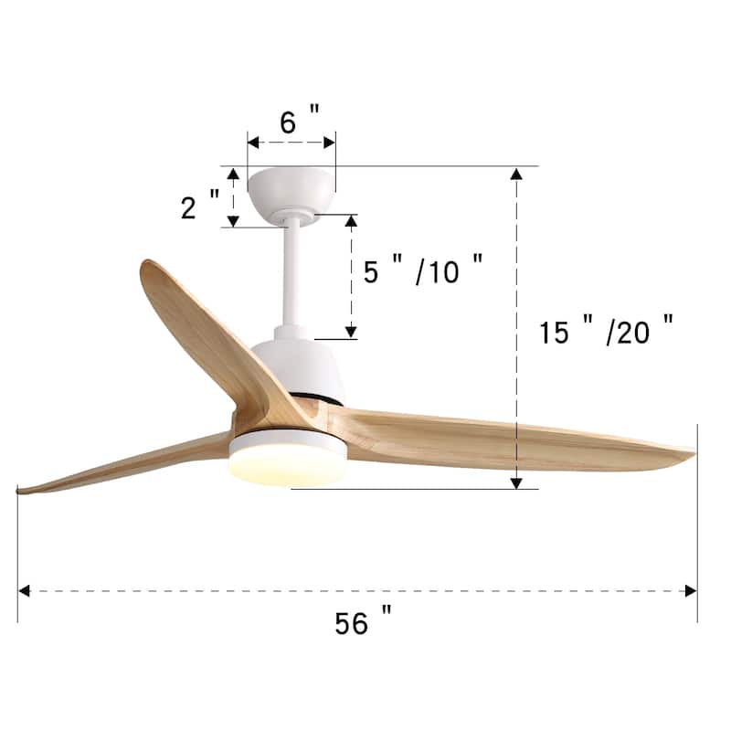 Clihome 56 In. Ceiling Fan Light With Remote Energy-saving DC Motor