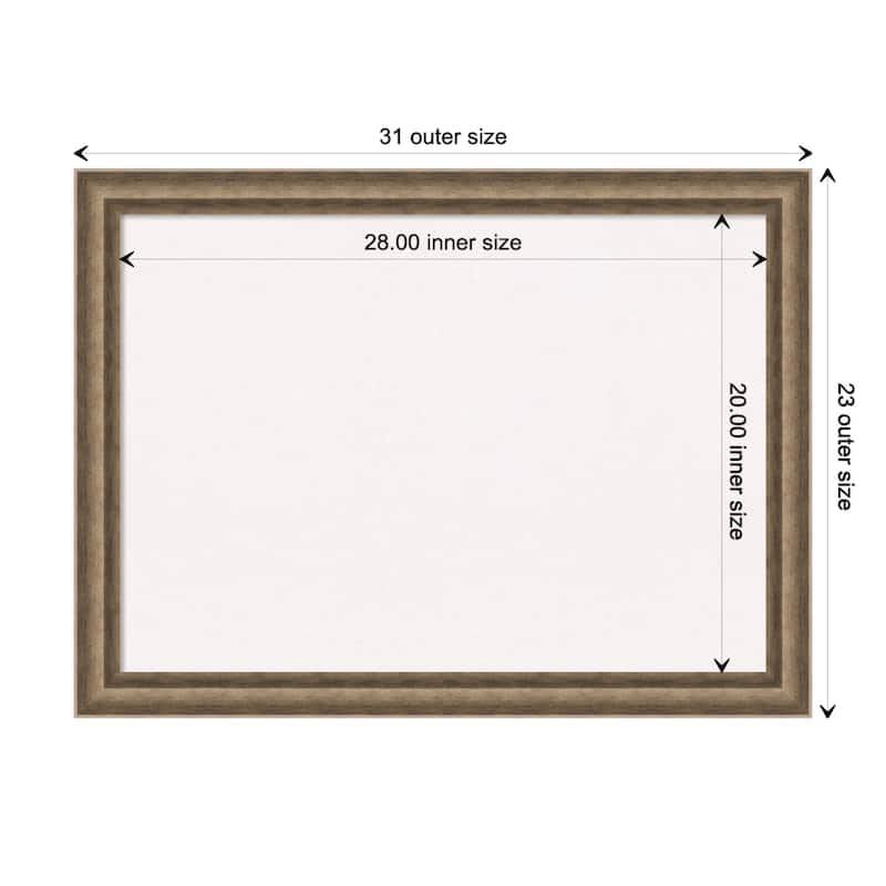 Angled Bronze Wood Framed White Corkboard Bulletin Board - Board Size 28x20