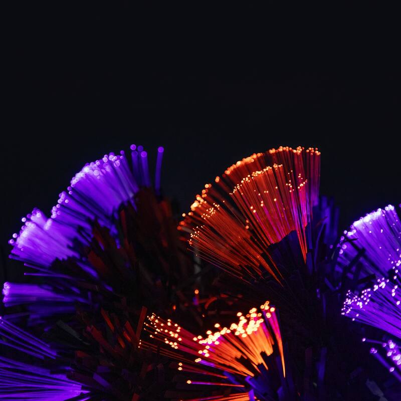 Multi-Function Fiber Optic Artificial Halloween Wreath - 24" - Black - Orange and Purple LED
