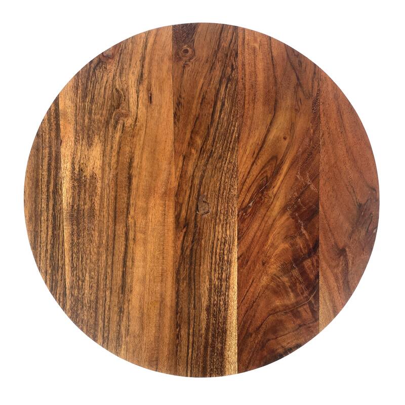 Acacia Wood Serving Tray with Metal Base
