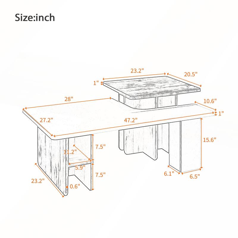 U-Can Set of 2 Nesting Coffee Tables with Durable Particle Board, Versatile and Stylish for Modern Living Rooms