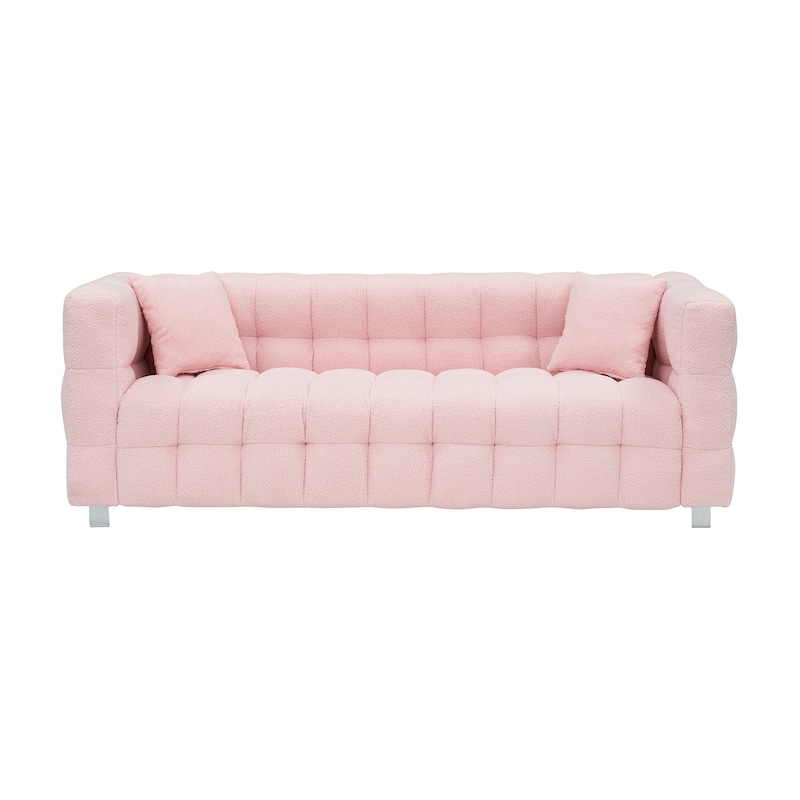 80-Inch Teddy Fleece Sofa with Metal Legs, Ideal for Living Room or Bedroom