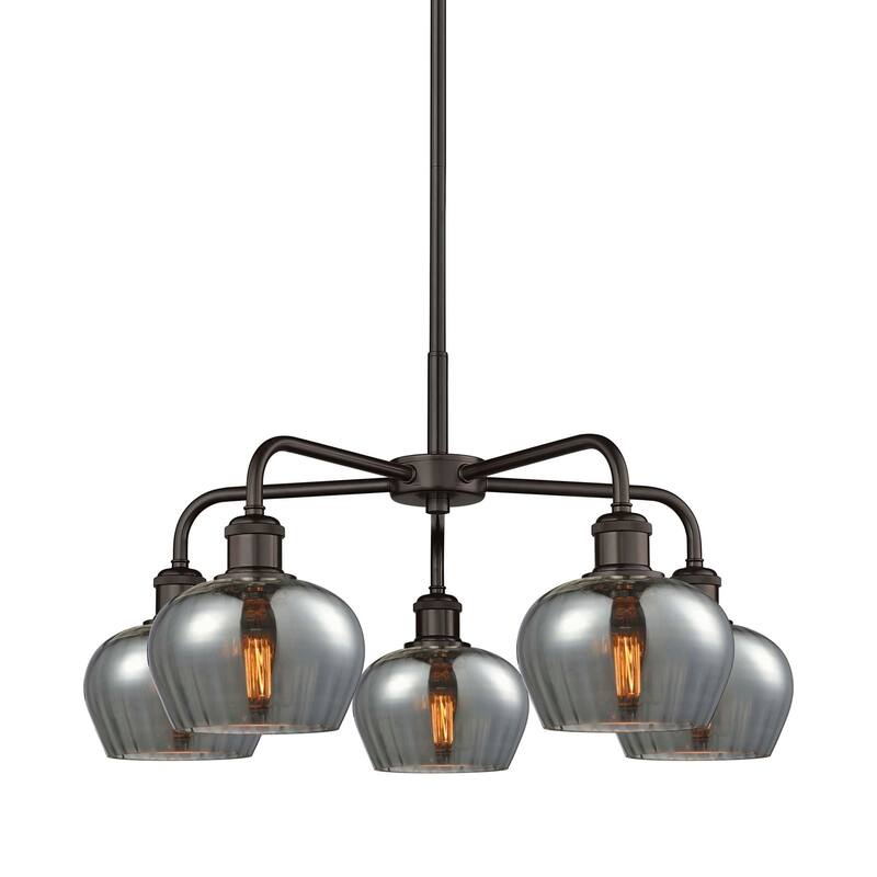 Innovations Lighting 516-5CR-14-25 Fenton Chandelier Fenton 5 Light - Oil Rubbed Bronze / Plated Smoke