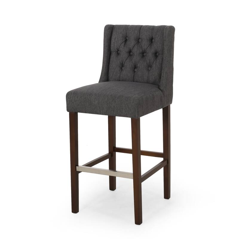 30" Modern Set of 2 Bar Stools with Button-Tufted Backrests Seats, Metal Legs, for Bar Dining Room and Living Room