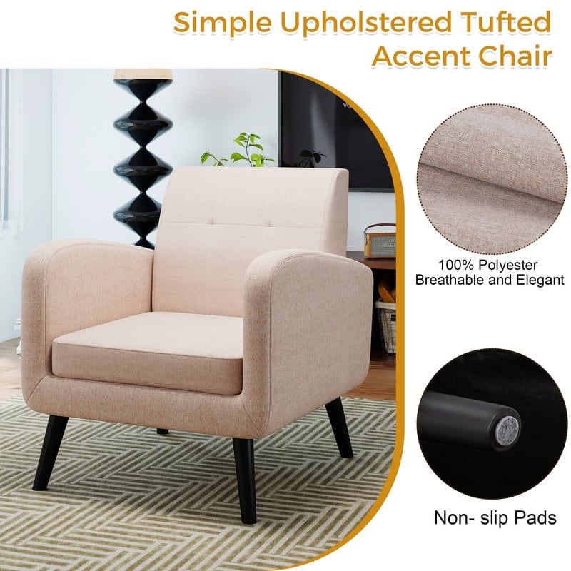 Mid Century Fabric Modern Accent Chair Armchair