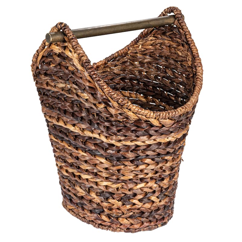 Braided Oval Toilet Paper Basket with Wood Bar - Brown