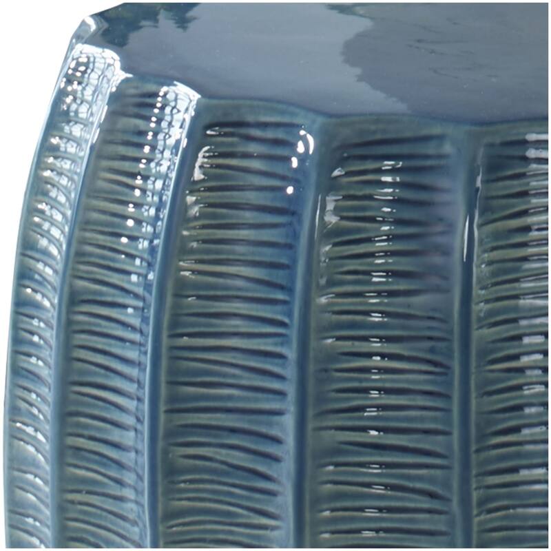 Uttermost 25154 Harbor 15" Wide Framed Earthenware Garden Stool - Aqua Blue