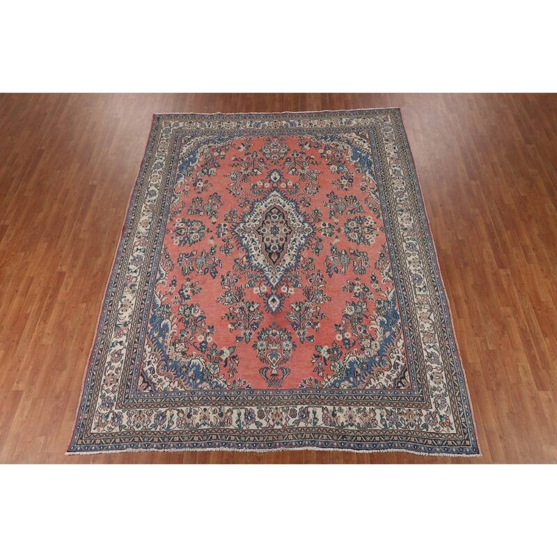 Vintage Hamedan Persian Vintage Area Rug Handmade Wool Carpet - 8'10"x 11'3"