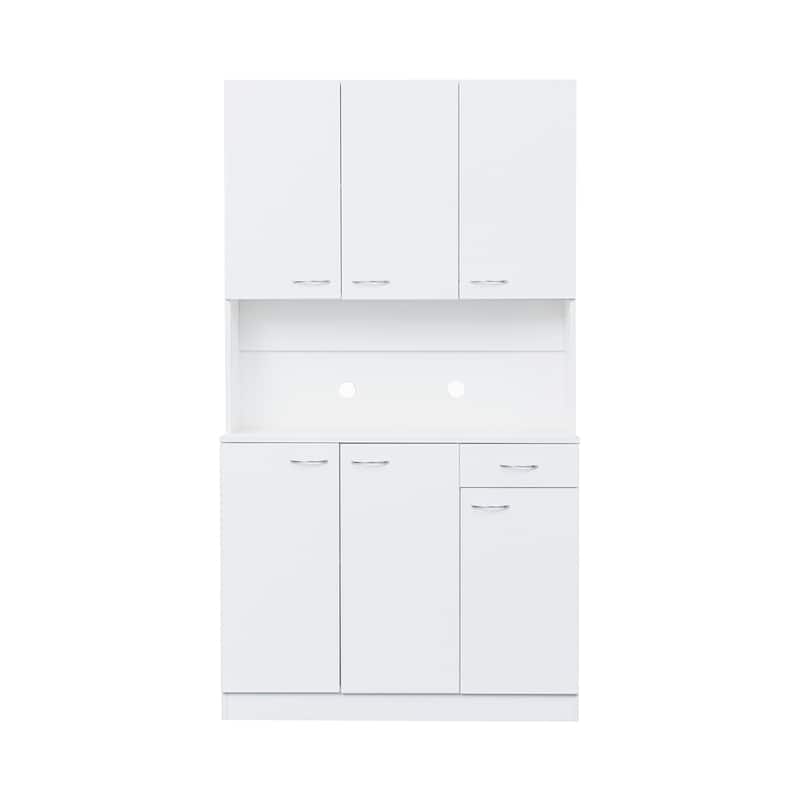 White Wardrobe / Kitchen Cabinet with Open Shelves and Drawer