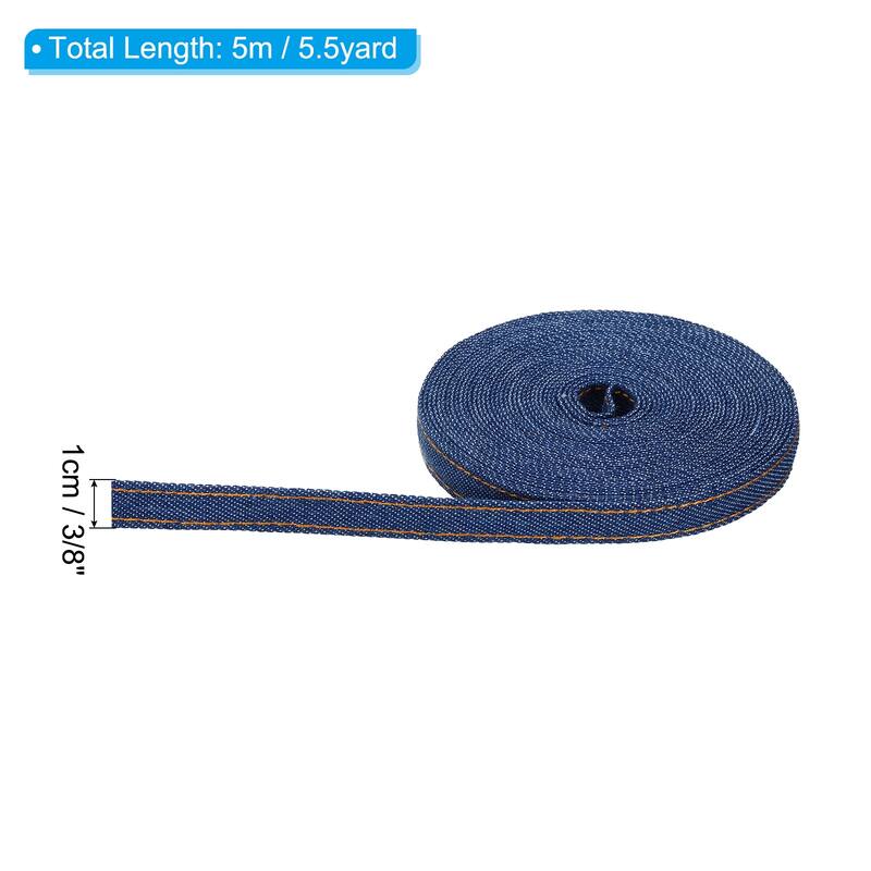 Denim Ribbon, 1 Roll 5.5 Yard Craft Strip - Dark Blue - 3/8"