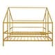 preview thumbnail 15 of 16, Metal Double Twin Size Triangular House Beds with Built-in Table, White, Modern Design