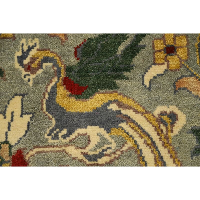 Hand Knotted Oriental 100% Wool Carpet Traditional Floral Greys & Charcoal Ziegler Area Rug - 11' 11'' X 8' 8''