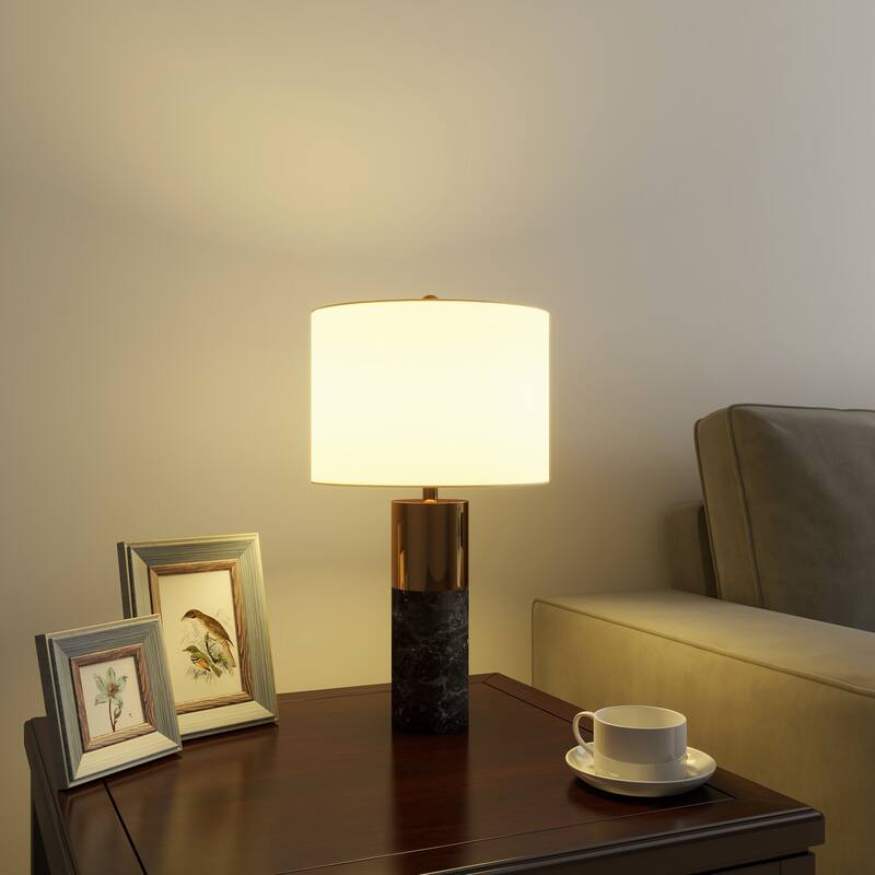 Set of 2 Luxury Marble Gold Bedside Table Lamp