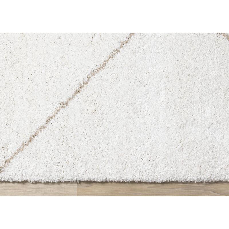 Shiloh Collection - White Blue Taupe Simple Super Soft Thick Area Rug
