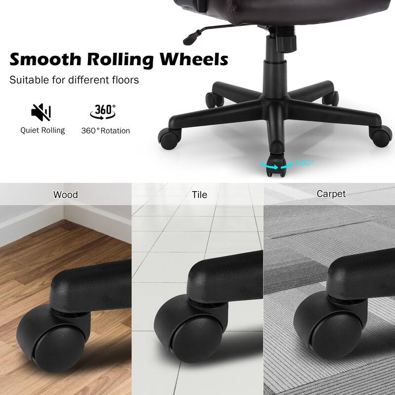 Costway Executive Leather Office Chair Adjustable Computer Desk Chair - See Details