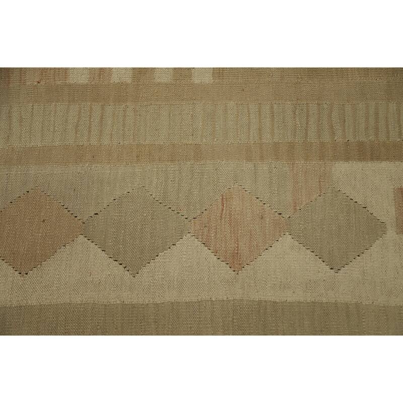 Hand Woven Oriental 100% Wool Carpet Southwestern Tribal Beige & Ivories Kilim Area Rug - 11' 8'' X 9' 4''