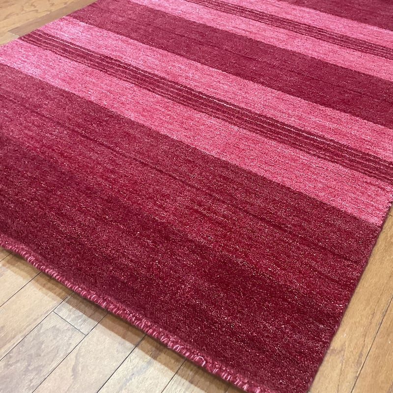 HERAT ORIENTAL 4' x 6' Handmade Horizontal Striped Tibetan Ombre Wool Rug - 4' x 6'