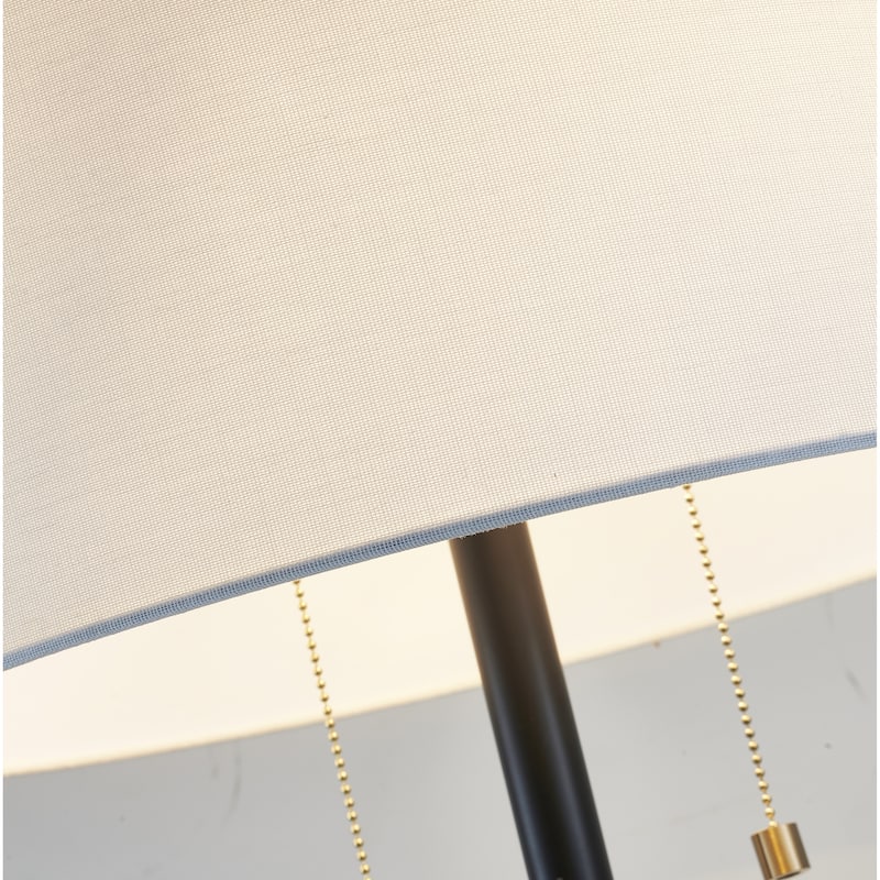 Traditional 2-Light Antique Brass And Black Floor Lamp