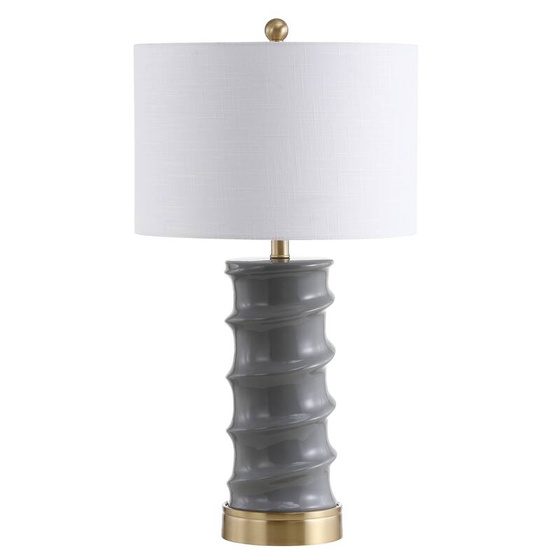 Prague 28" Ceramic LED Table Lamp, Dark Grey/Gold by JONATHAN Y