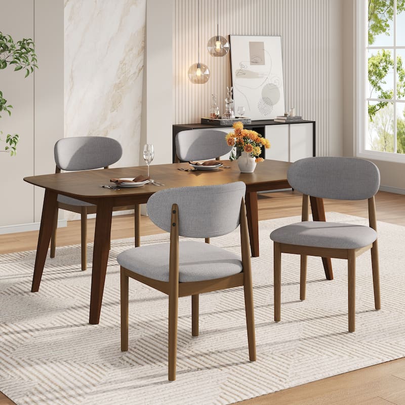 Christopher Knight Home - Liora Upholstered Dining Chair Set with Matching Table for Modern Dining Spaces - Beige+Walnut