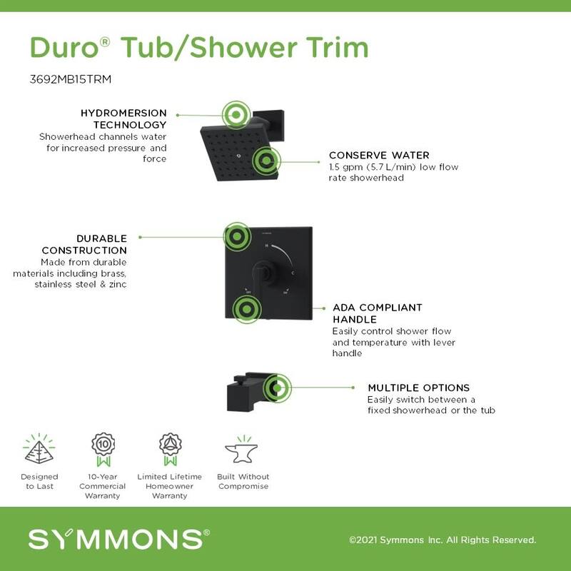 Symmons 369215TRM Duro HydroMersion Tub and Shower Trim Package with