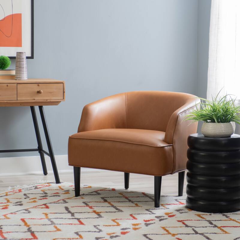 Gabriela Upholstered Faux Leather Accent Chair - Caramel