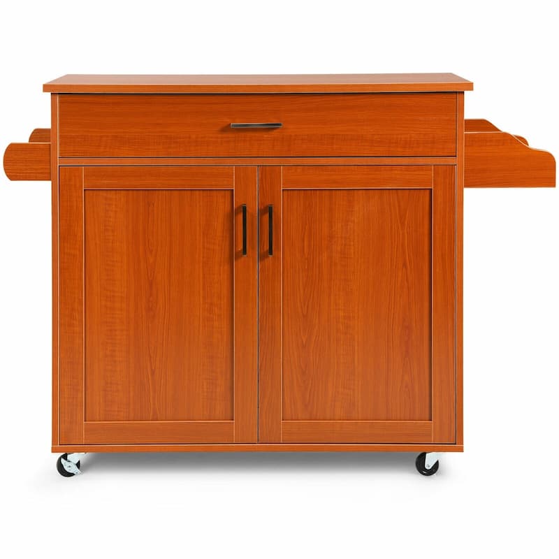 Rolling Kitchen Island Cart with Towel and Spice Rack - 45.5" x 16" x 33.5"(L x W x H)