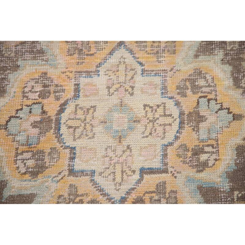 Hand Knotted Oriental 100% Wool Carpet Traditional Floral Yellow & Gold Mashad Area Rug - 12' 5'' X 9' 4''