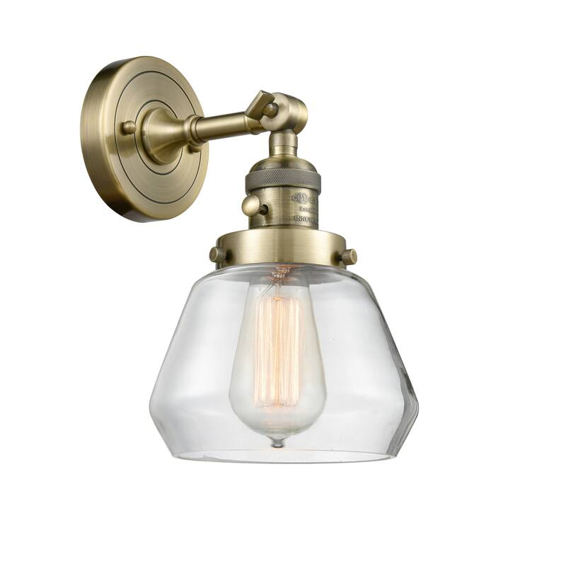Innovations Lighting Fulton Single Light 11" Tall Bathroom Sconce with - Antique Brass / Clear