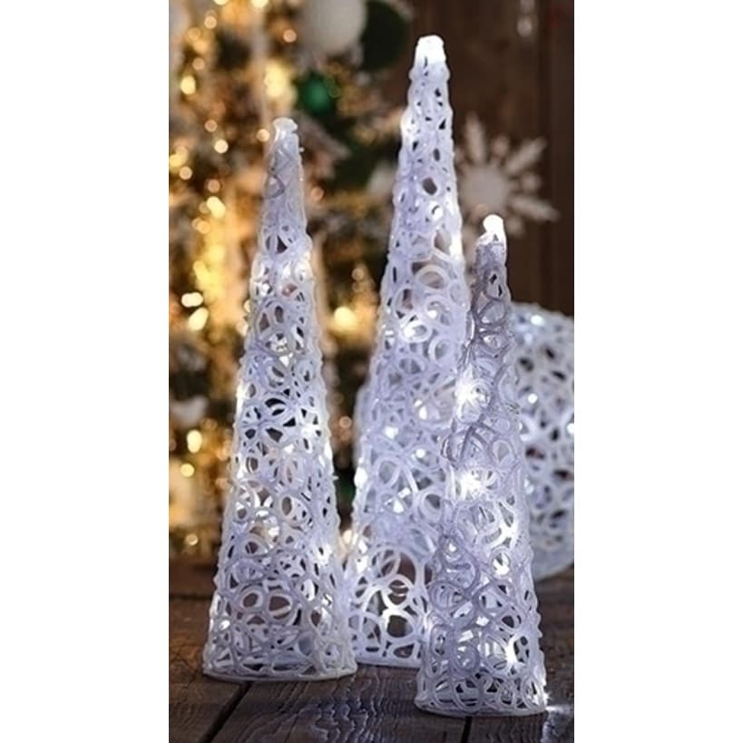 Shop Set Of 3 Pre Lit Led Iced Cone Tabletop Christmas Tree 21