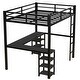 preview thumbnail 11 of 10, Full Metal Loft Bed with Desk and Shelves, Black