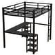 preview thumbnail 11 of 10, Multifunctional Design Loft Bed with Desk, Shelves, Ladder and Guardrails, Full Size, Black with Black Desk