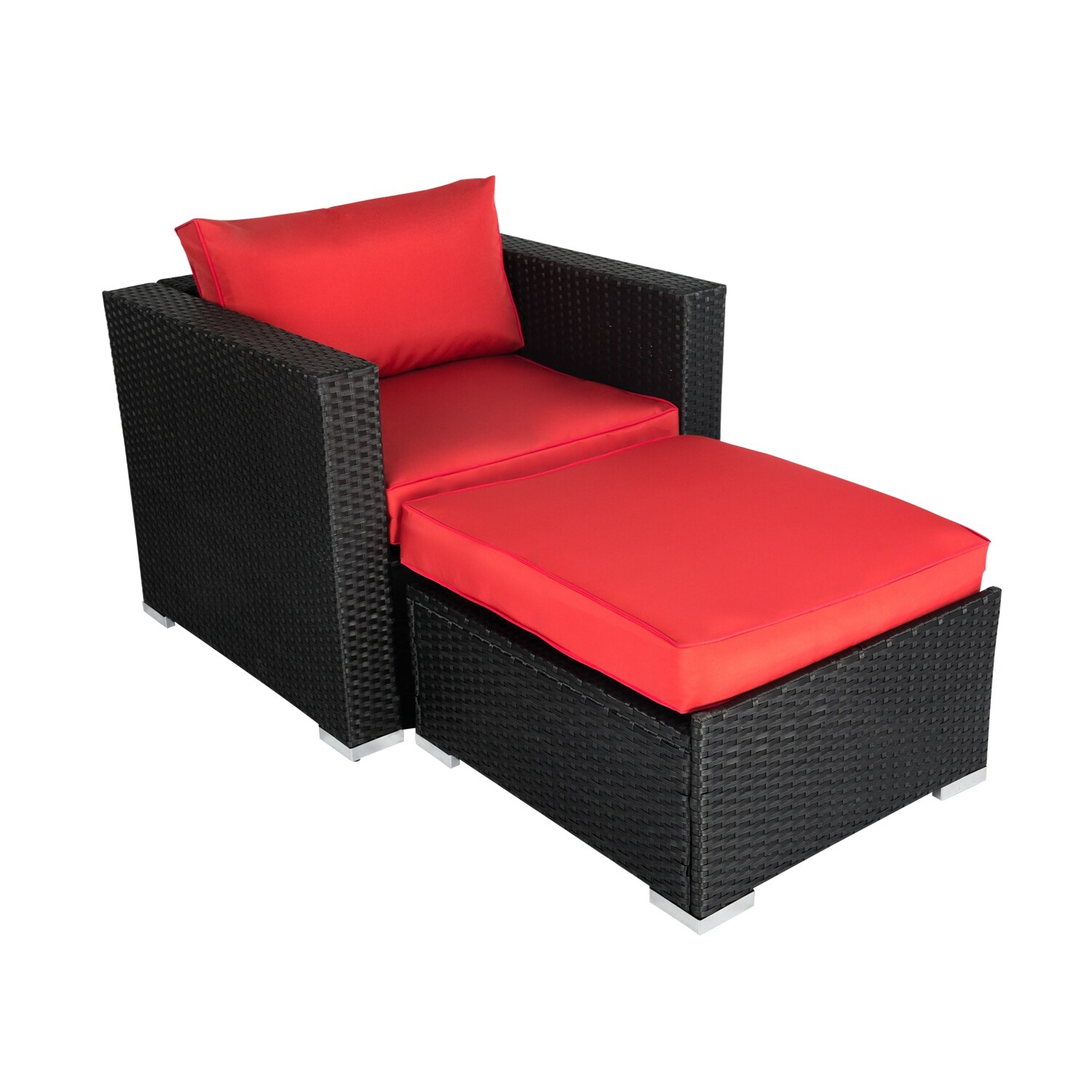 Havenside Home Kwan Wicker Chairs with Ottoman Patio Set