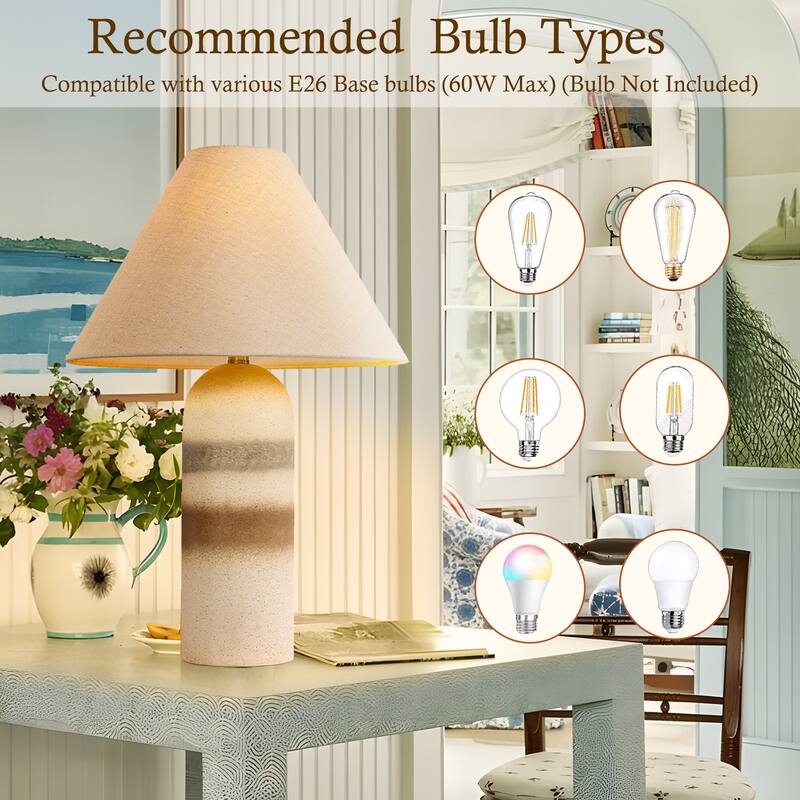 Pia Ricco Traditional Ceramic/Resin Table Lamp with 3-Way Switch